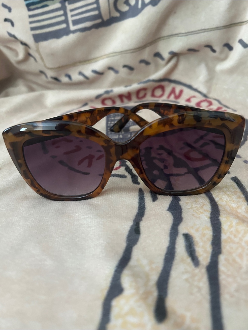 LOFT Tortoiseshell Cat-Eye Sunglasses with Purple Lenses